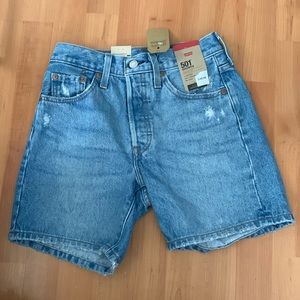 NWT Levi’s 501 Shorts Button Fly High Rise Mid Thigh 100% Cotton Size 24